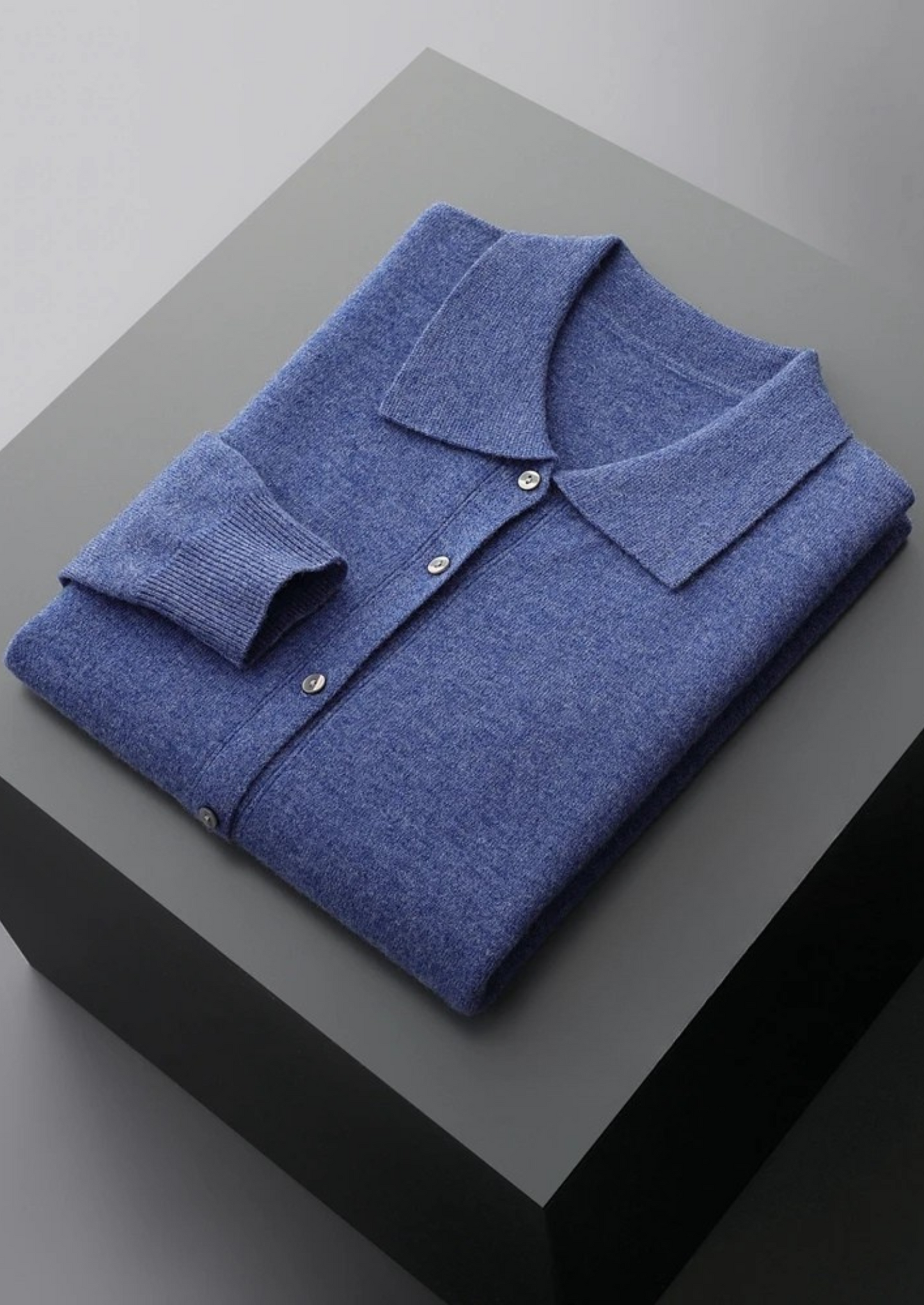 PURE EXTRA-FINE MERINO WOOL POLO CARDIGAN