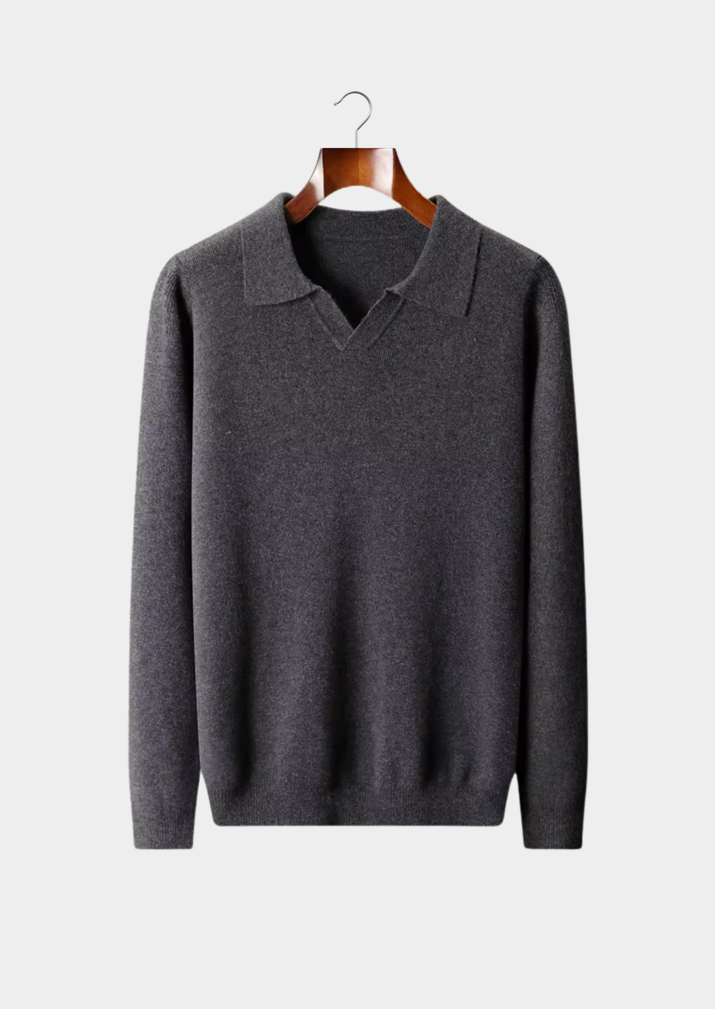 PURE EXTRA-FINE MERINO WOOL RIBBED BUTTONLESS POLO