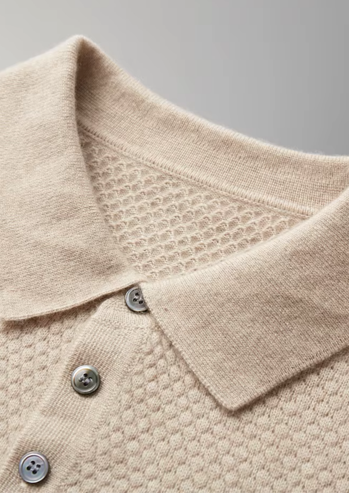 PREMIUM CASHMERE TEXTURED SWEATER POLO