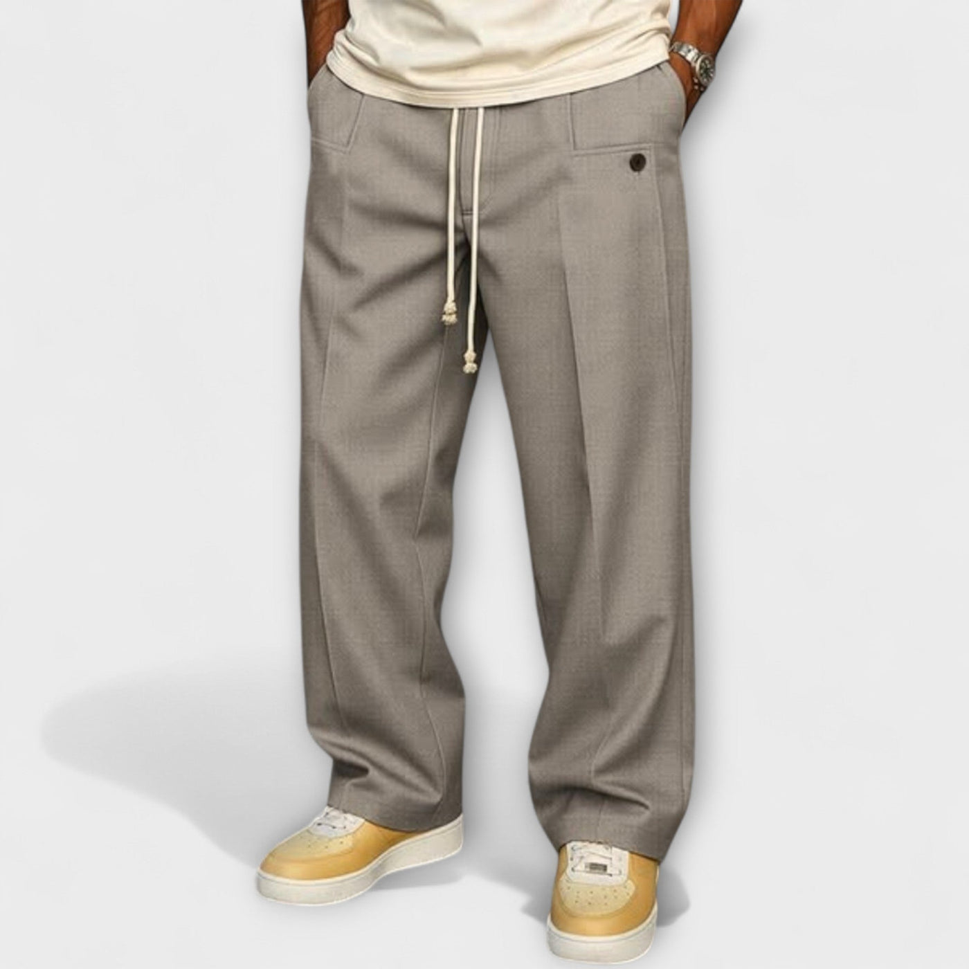 Elegant pants with urban-style drawstring
