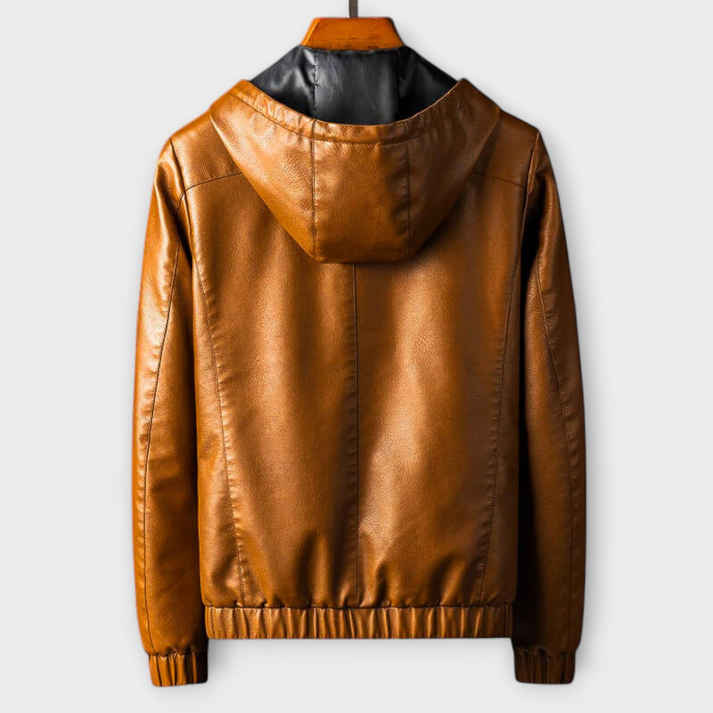 Eco-Leather Jacket with Hood