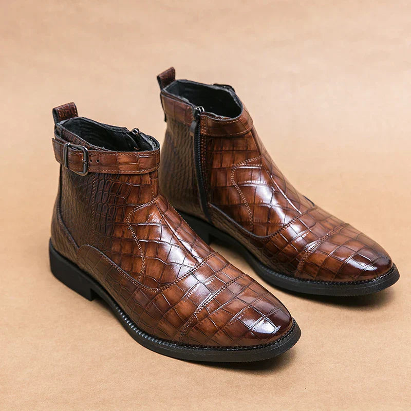 Dylan | Synthetic Leather Buckle Ankle Boots