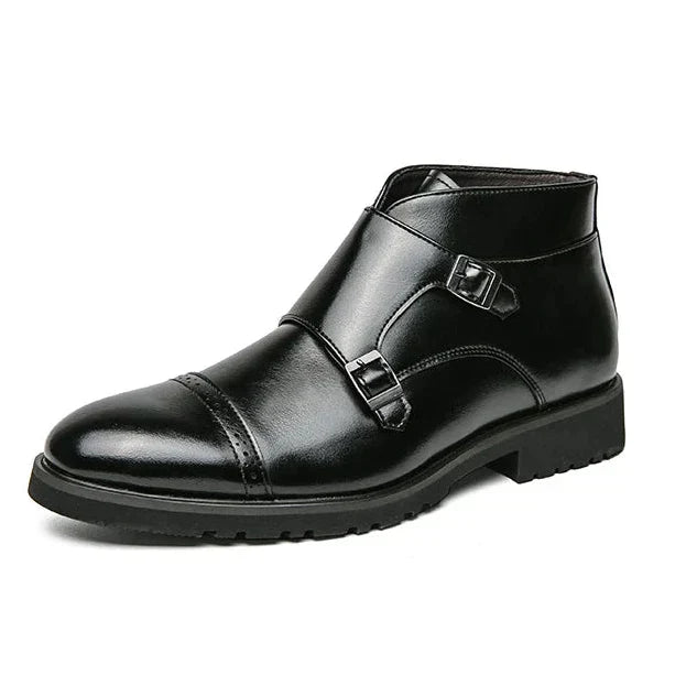 Parker | Double Buckle Synthetic Leather Boots