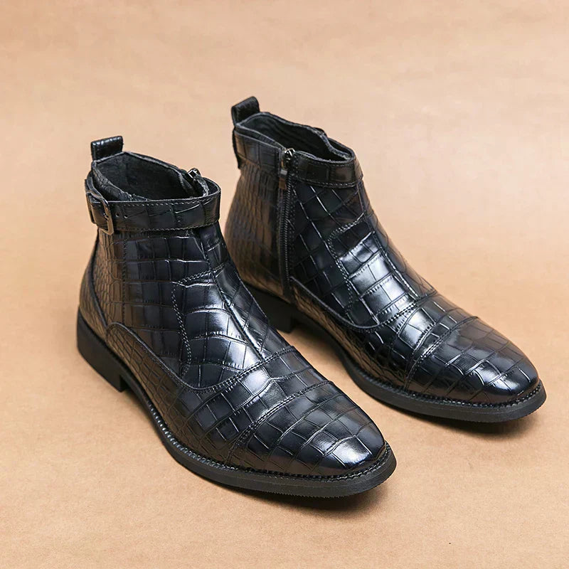 Dylan | Synthetic Leather Buckle Ankle Boots