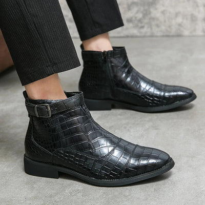 Dylan | Synthetic Leather Buckle Ankle Boots