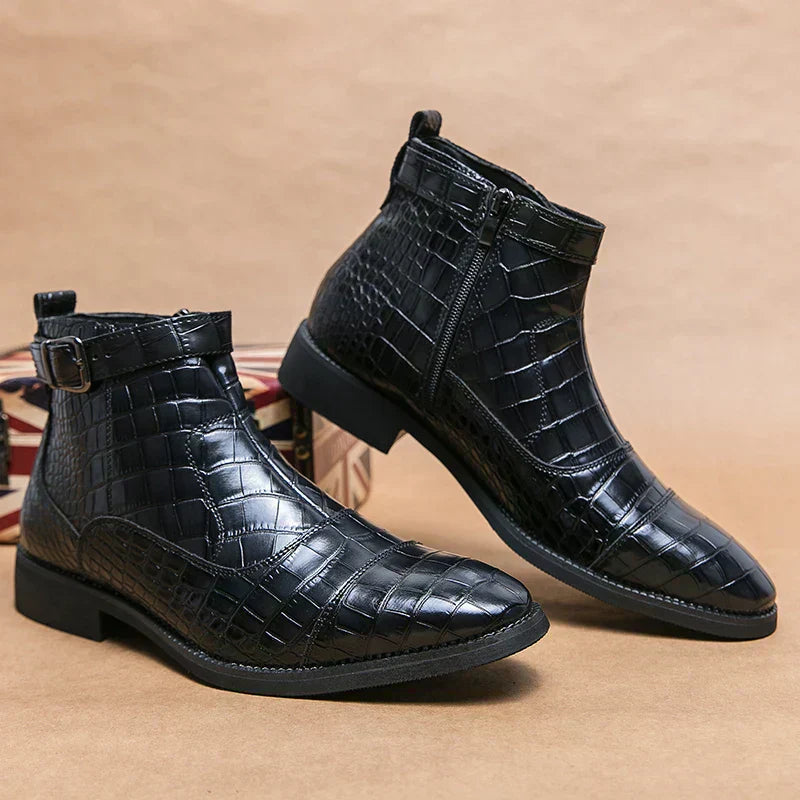 Dylan | Synthetic Leather Buckle Ankle Boots