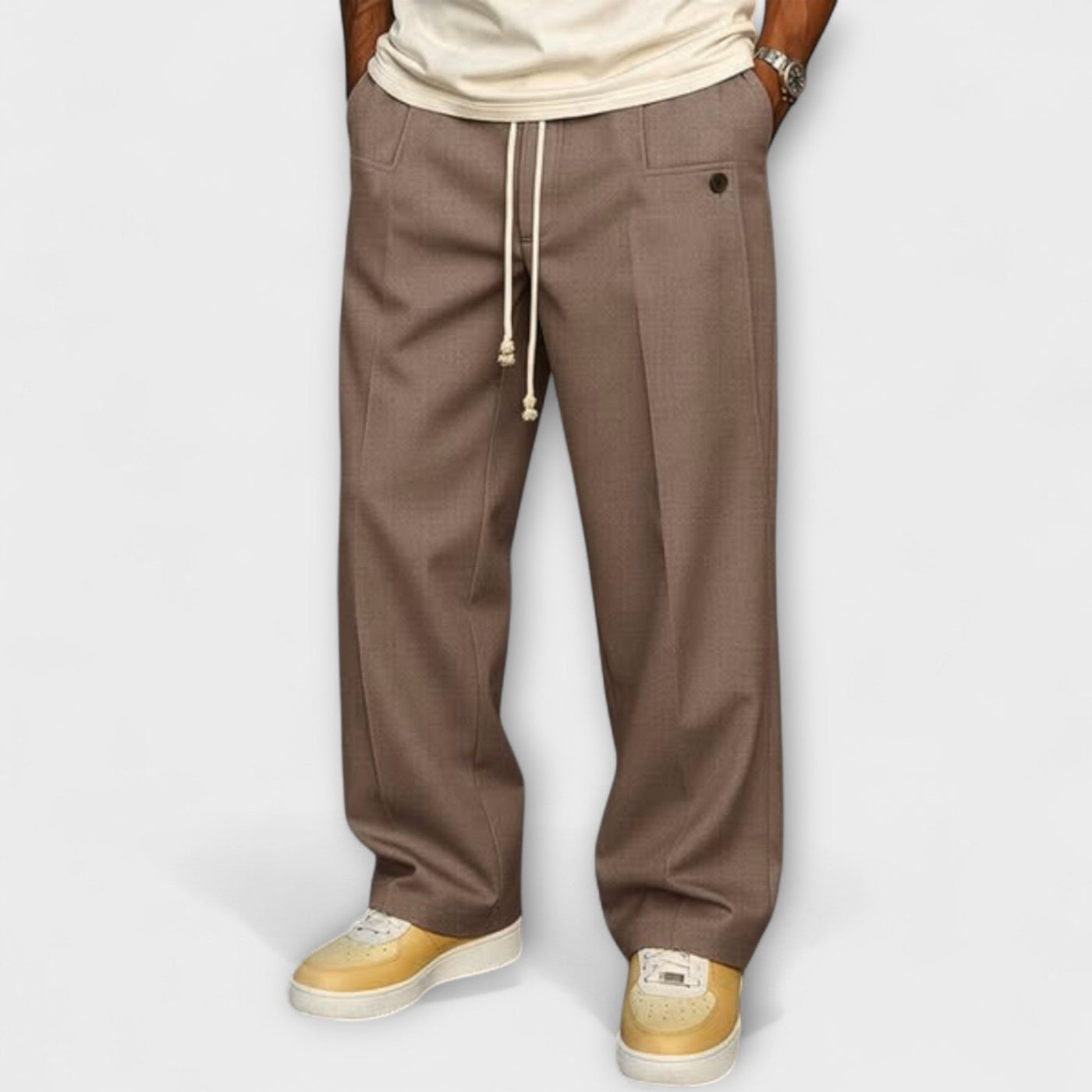 Elegant pants with urban drawstring