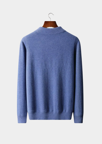 PURE EXTRA-FINE MERINO WOOL HALF ZIP POLO
