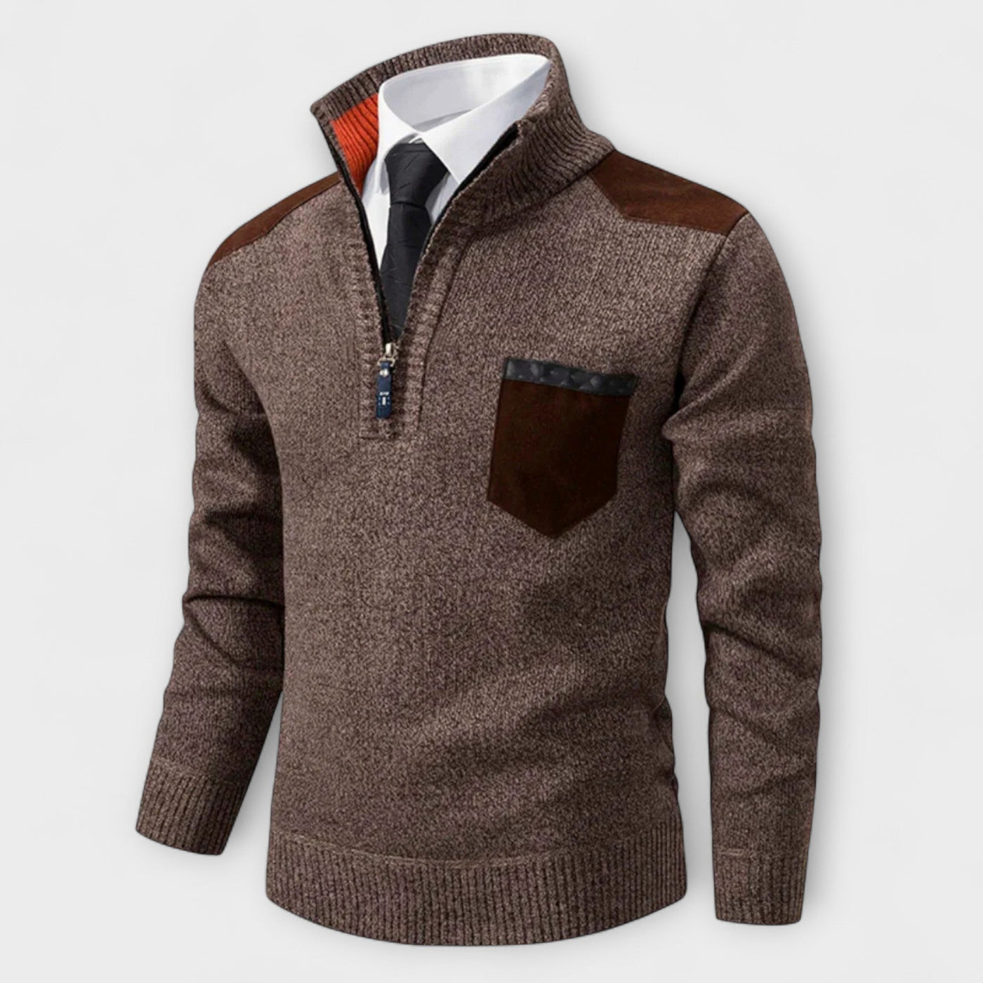 André | Zip-up Sweater with Polo Collar – Warmth, Elegance, and Character