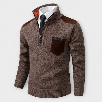 André | Zip-up Sweater with Polo Collar – Warmth, Elegance, and Character