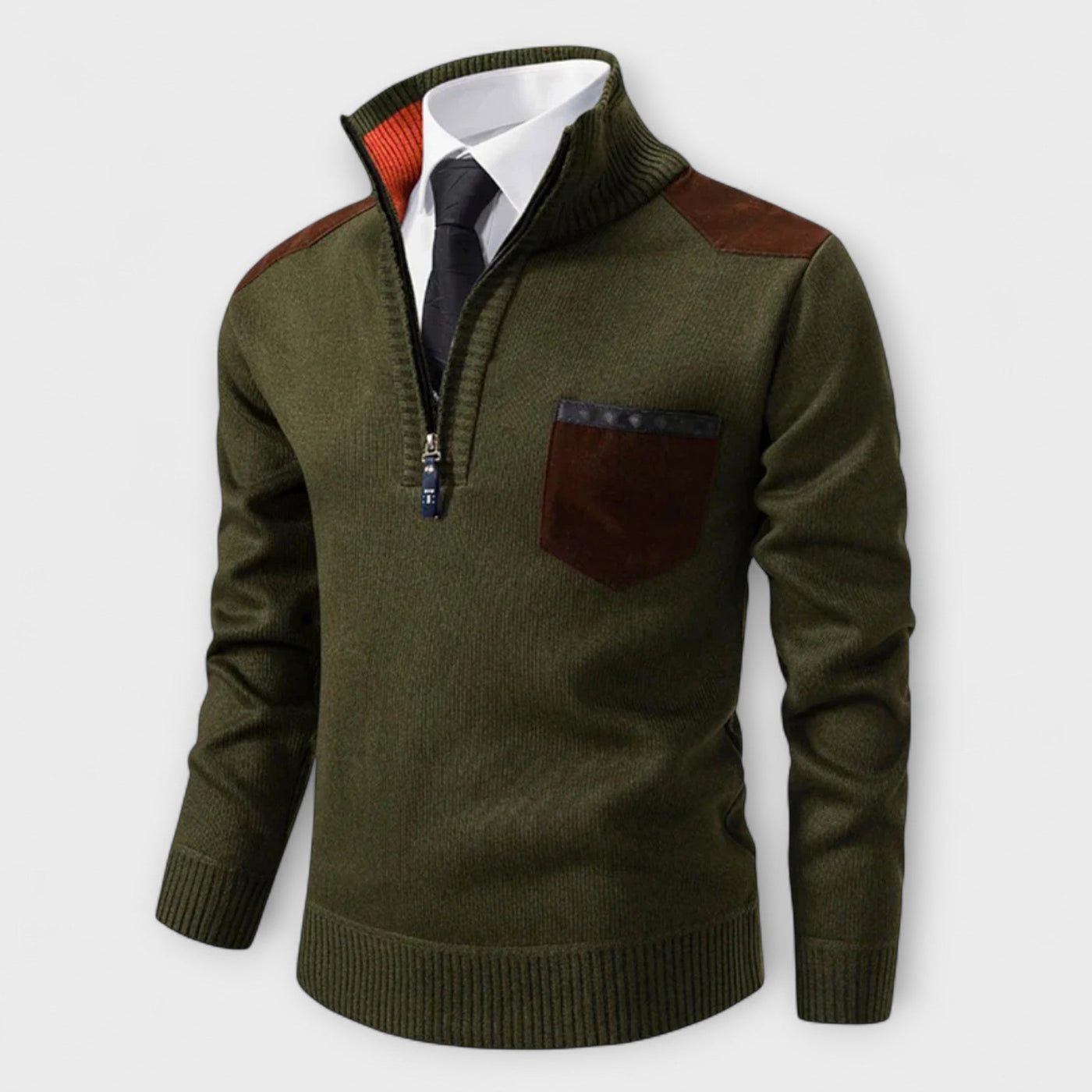 André | Zip-up Sweater with Polo Collar – Warmth, Elegance, and Character