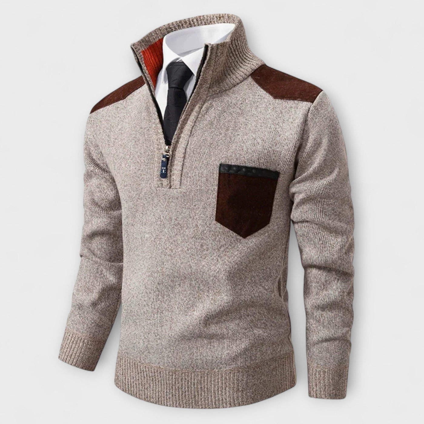 André | Zip-up Sweater with Polo Collar – Warmth, Elegance, and Character