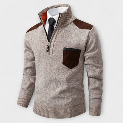 André | Zip-up Sweater with Polo Collar – Warmth, Elegance, and Character