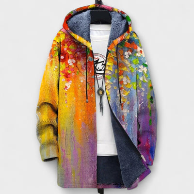 Luxurious cardigan with artistic inspiration