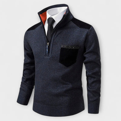 André | Zip-up Sweater with Polo Collar – Warmth, Elegance, and Character
