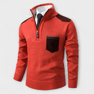 André | Zip-up Sweater with Polo Collar – Warmth, Elegance, and Character