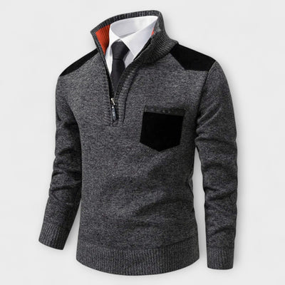 André | Zip-up Sweater with Polo Collar – Warmth, Elegance, and Character