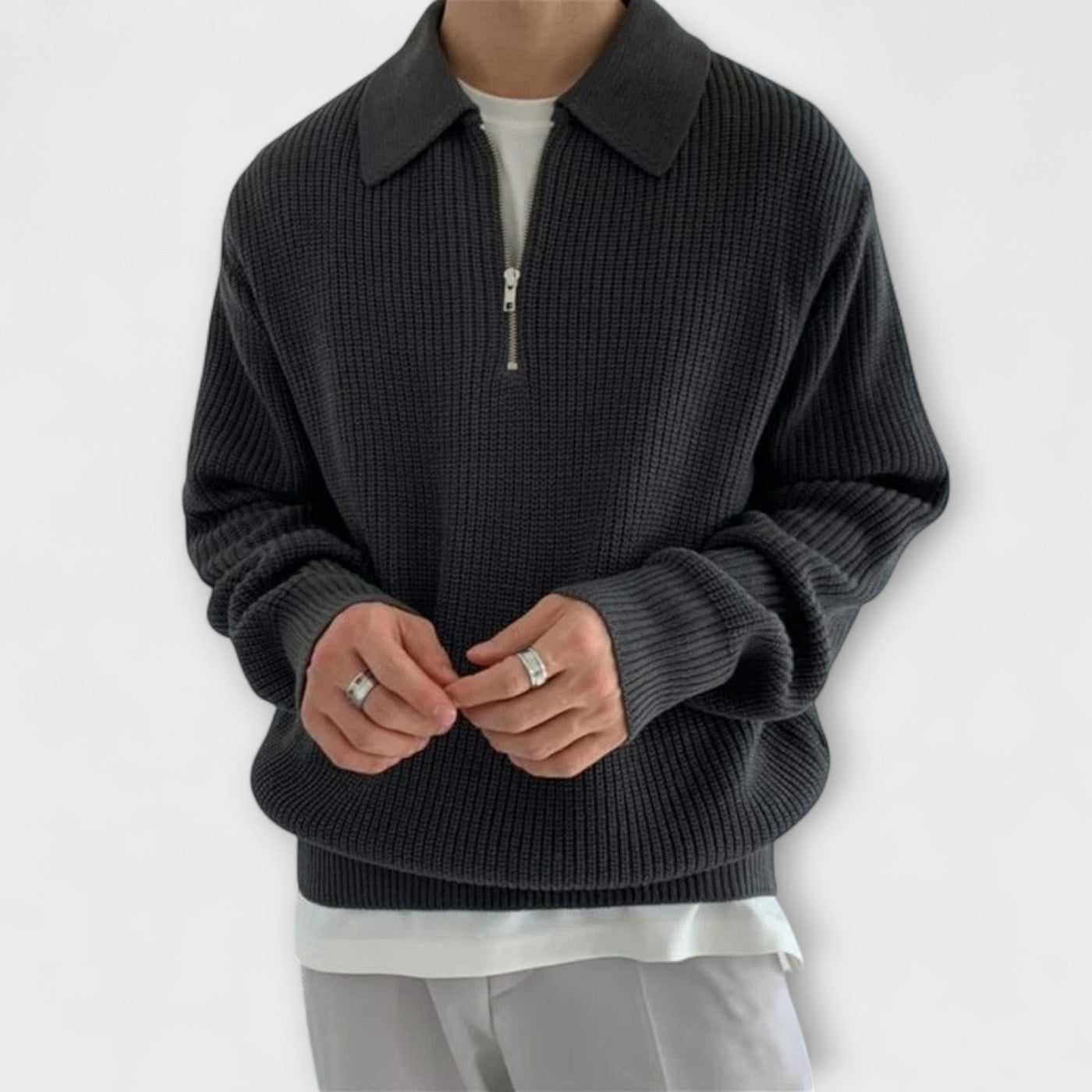 Elegant Cotton Polo Sweater